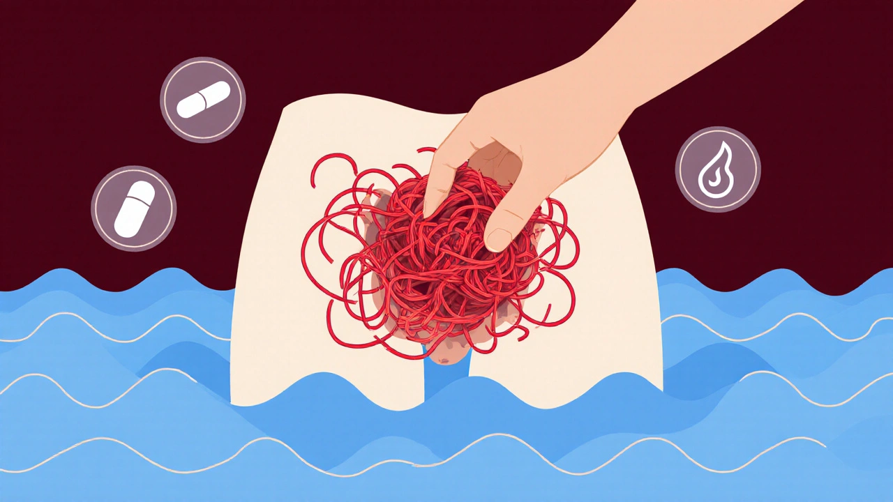 Surreal depiction of pelvic floor muscles untangling into calming waves of relaxation.