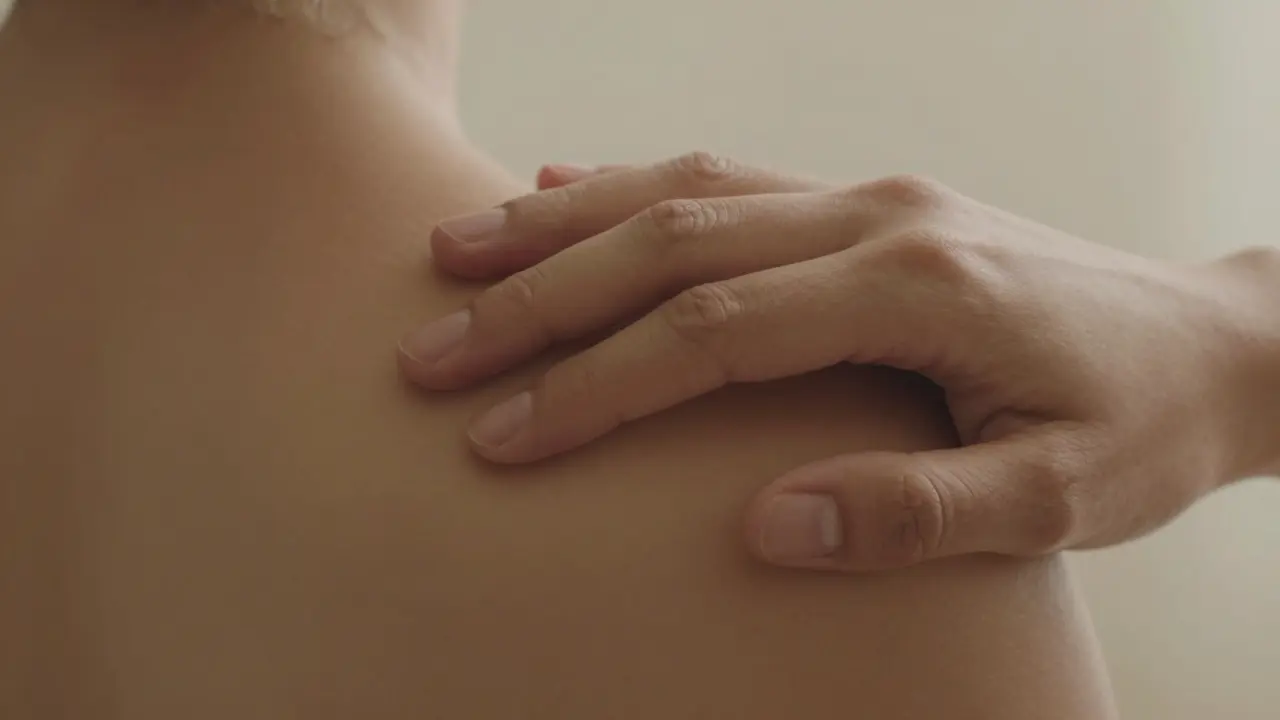 Close-up of hands practicing mindful touch