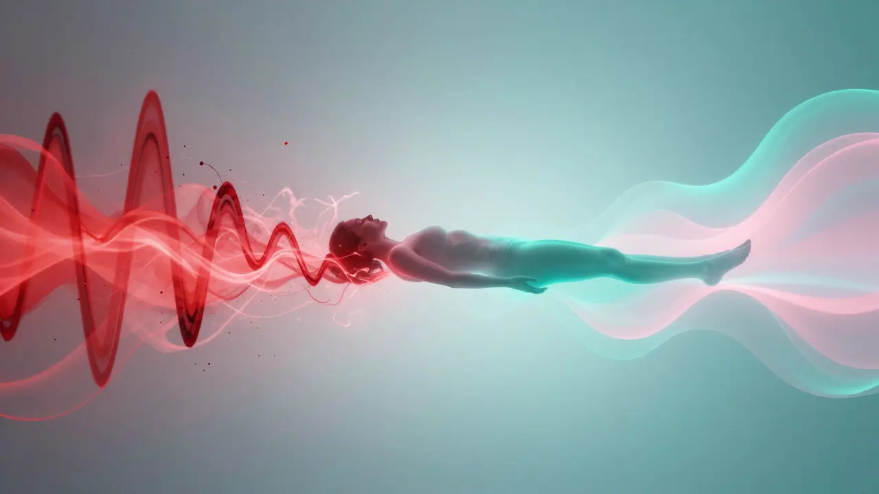 Visual metaphor showing stress transforming into calm via hormones
