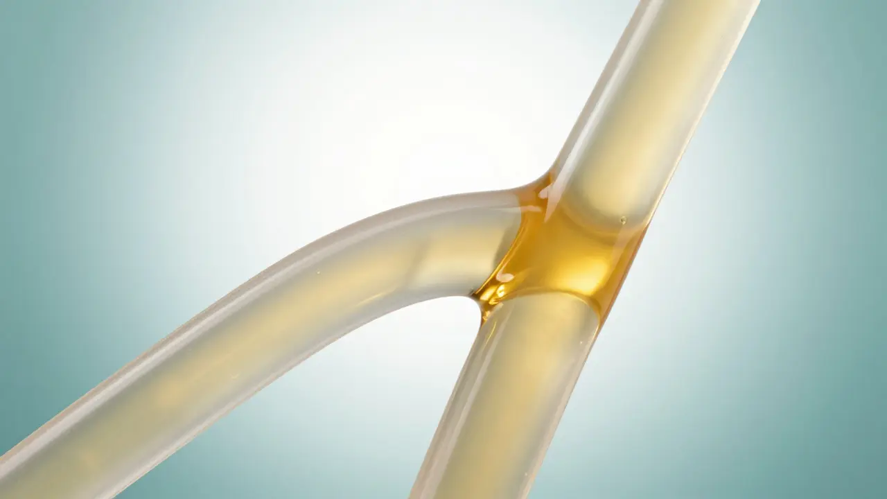 Abstract visualization of fluid drainage representing prostate health therapy.
