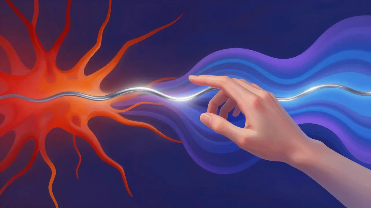Abstract art showing transition from stress to calm via vagus nerve